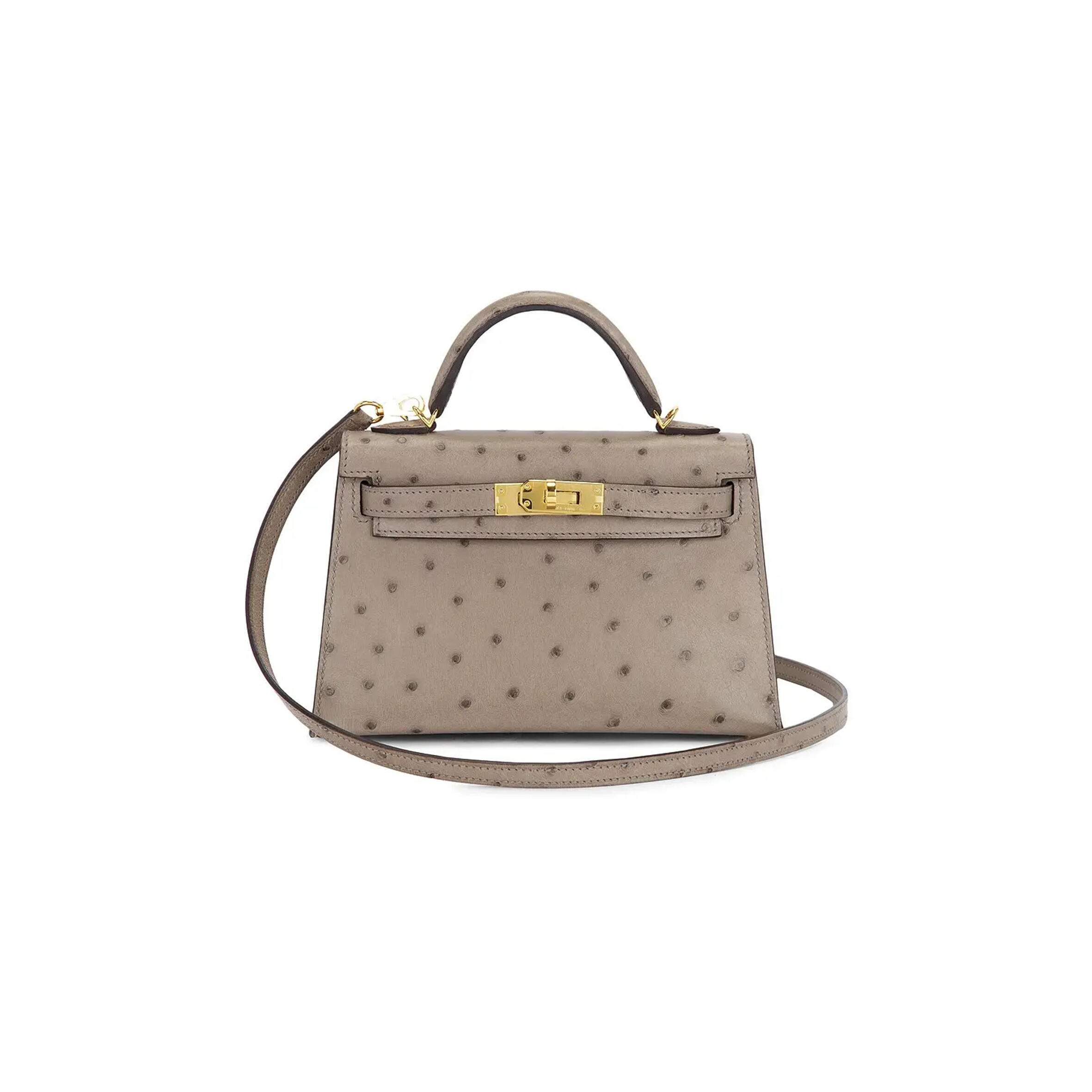 HERMÈS MASTER MINI KELLY 20 HANDBAG OSTRICH 302025 (19*12*5.5cm)